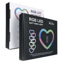 LED Ring Stream RGB lempa 10" su laikikliu mobiliajam telefonui HEART + trikojui JM26-10 juoda