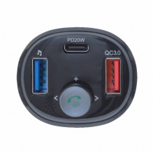 ART siųstuvas FM „Bluetooth 5.0“ + USB A QC3.0 + C tipas (iš viso 30 W) FM-73 juodas