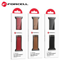 „Apple Watch Forcell F-Design FA20“ ekologiškos odos dirželis, raudonas, su skylutėmis, 42 / 44 / 45 / 49 mm