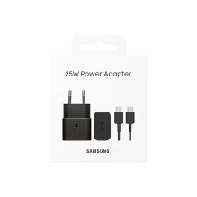 SAMSUNG originalus įkroviklis C tipo + laidas C tipo į C tipo PD 3A 25W GaN EP-T2510XBEGEU juodas lizdas SAMSUNG originalus įkroviklis C tipo + laidas C tipo į C tipo PD 3A 25W GaN EP-T2510XBEGEU juodas lizdas