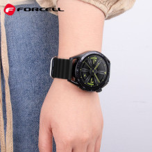 Dirželis „Samsung Galaxy Watch Forcell Forcell F-Design FS01“ su silikoninėmis skylutėmis, 20 mm, juodas Dirželis „Samsung Galaxy Watch Forcell Forcell F-Design FS01“ su silikoninėmis skylutėmis, 20 mm, juodas