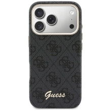 GUESS dėklas, skirtas IPHONE 17 Pro Max, suderinamas su MagSafe GUHMP17X5P4FWMSK (PU FW 4G Script), juodas