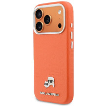 KARL LAGERFELD dėklas, skirtas IPHONE 17 Pro, suderinamas su MagSafe KLHMP17L6PFKCLO (PU FW W / KC galvutės smeigtukas),