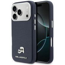 KARL LAGERFELD case for IPHONE 17 Pro Max compatible with MagSafe KLHMP17X6PFKCLB (PU FW W / K&amp;C Head Pin) blue