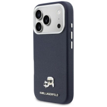 KARL LAGERFELD case for IPHONE 17 Pro Max compatible with MagSafe KLHMP17X6PFKCLB (PU FW W / K&amp;C Head Pin) blue
