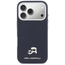 KARL LAGERFELD case for IPHONE 17 Pro Max compatible with MagSafe KLHMP17X6PFKCLB (PU FW W / K&amp;C Head Pin) blue