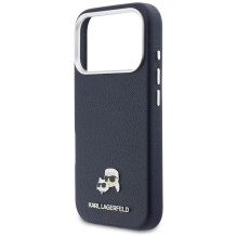 KARL LAGERFELD case for IPHONE 17 Pro Max compatible with MagSafe KLHMP17X6PFKCLB (PU FW W / K&amp;C Head Pin) blue