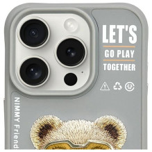 NIMMY dėklas COOLCUTE 2.0 Meškiukas, skirtas IPHONE 15 Pro Max, pilkas