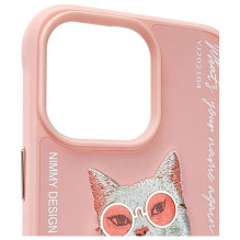 NIMMY dėklas GLASSES COOL CAT, skirtas IPHONE 15 Pro, rožinis NIMMY dėklas GLASSES COOL CAT, skirtas IPHONE 15 Pro, rožinis