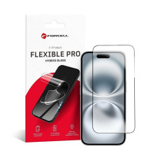Hibridinis „iPhone 16 Forcell Flexible 5D“ stiklas, juodas