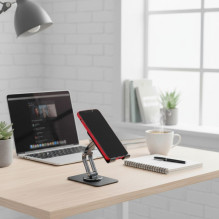 Sulankstomas telefono / planšetinio kompiuterio laikiklis „Forcell F-Grip Fold Stand 2“ 360 laipsnių pilkas