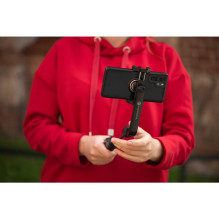 FORCELL F-GRIP S70M asmenukių lazda su belaidžiu nuotolinio valdymo pultu ir trikoju, juoda