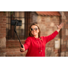 FORCELL F-GRIP S70M asmenukių lazda su belaidžiu nuotolinio valdymo pultu ir trikoju, juoda