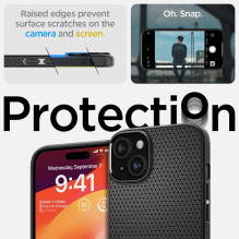 SPIGEN dėklas LIQUID AIR, skirtas IPHONE 15 Plus, matinės juodos spalvos SPIGEN dėklas LIQUID AIR, skirtas IPHONE 15 Plus, matinės juodos spalvos