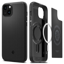 SPIGEN dėklas MAG ARMOR, suderinamas su „MagSafe“, skirtas IPHONE 15 Plus, matinės juodos spalvos