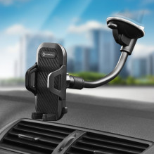 Automobilinis telefono laikiklis „Forcell F-Grip Carbon“ 17 cm, juodas, apsaugantis nuo priekinio stiklo Automobilinis telefono laikiklis „Forcell F-Grip Carbon“ 17 cm, juodas, apsaugantis nuo priekinio stiklo