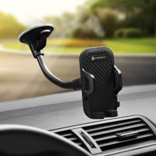 Automobilinis telefono laikiklis „Forcell F-Grip Carbon“ 17 cm, juodas, apsaugantis nuo priekinio stiklo Automobilinis telefono laikiklis „Forcell F-Grip Carbon“ 17 cm, juodas, apsaugantis nuo priekinio stiklo