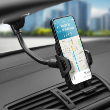 Automobilinis telefono laikiklis „Forcell F-Grip Carbon“ 17 cm, juodas, apsaugantis nuo priekinio stiklo Automobilinis telefono laikiklis „Forcell F-Grip Carbon“ 17 cm, juodas, apsaugantis nuo priekinio stiklo