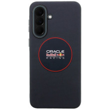 „RED BULL“ dėklas, skirtas „SAMSUNG A37 RBHCA3724PUILVR“ (raudonas PU tinklelio žiedas ir metaliniai mygtukai), tamsiai 