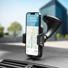 Automobilinis telefono laikiklis Forcell F-Grip Carbon HT1, juodas, skirtas priekiniam stiklui / prietaisų skydeliui Automobilinis telefono laikiklis Forcell F-Grip Carbon HT1, juodas, skirtas priekiniam stiklui / prietaisų skydeliui