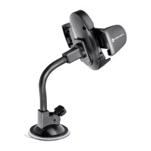 Automobilinis telefono laikiklis Forcell F-Grip Oval 17 cm, juodas, skirtas priekiniam stiklui / prietaisų skydeliui / o