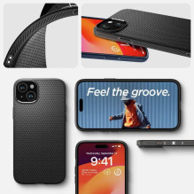 SPIGEN dėklas LIQUID AIR, skirtas IPHONE 16 Plus, matinės juodos spalvos SPIGEN dėklas LIQUID AIR, skirtas IPHONE 16 Plus, matinės juodos spalvos