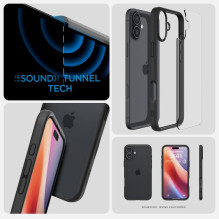 SPIGEN ULTRA HYBRID dėklas, skirtas IPHONE 16, matinės juodos spalvos SPIGEN ULTRA HYBRID dėklas, skirtas IPHONE 16, matinės juodos spalvos