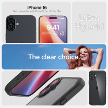 SPIGEN ULTRA HYBRID dėklas, skirtas IPHONE 16, matinės juodos spalvos SPIGEN ULTRA HYBRID dėklas, skirtas IPHONE 16, matinės juodos spalvos