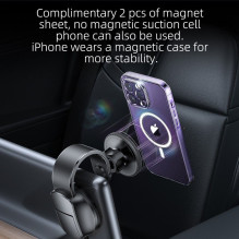 Magnetic car phone holder compatible with Magsafe Forcell F-Grip MagFlex windshield / dashboard black