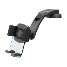 Car holder for mobile phone with windshield and dashboard mount BLUE STAR Long Neck Crystal black