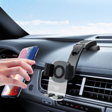 Car holder for mobile phone with windshield and dashboard mount BLUE STAR Long Neck Crystal black