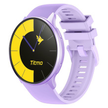 Išmanusis laikrodis TITMO O-200 (GPS, AMOLED, „Bluetooth“ skambučiai, silikoninis dirželis) levandų spalvos