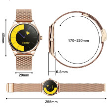 Išmanusis laikrodis TITMO O-170 (AMOLED, „Bluetooth“ skambučiai, nerūdijančio plieno aukso spalvos tinklelio dirželis) a