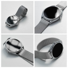 Išmanusis laikrodis TITMO O-170 (AMOLED, „Bluetooth“ skambučiai, nerūdijančio plieno sidabro spalvos tinklelio dirželis)