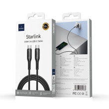 „WiWU“ – „Starlink“ serijos duomenų kabelis „Wi-C043E“ USB C į USB C, 30 W, juodas „WiWU“ – „Starlink“ serijos duomenų kabelis „Wi-C043E“ USB C į USB C, 30 W, juodas