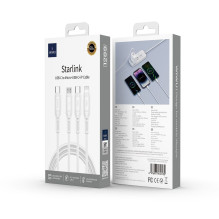 WiWU - Starlink Series Data Cable Wi-046E 3w1 USB C to USB C, Micro USB, Lightning 60W 1m - white
