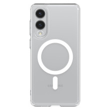 SPIGEN ULTRA HYBRID MAG dėklas, suderinamas su „MagSafe“, skirtas SAMSUNG S25 Edge, skaidriai baltas