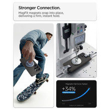 SPIGEN dėklas LIQUID AIR MAG, suderinamas su MagSafe, skirtas SAMSUNG S26 Ultra, marmuro pilkos spalvos