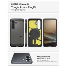 SPIGEN dėklas TOUGH ARMOR, suderinamas su „MagSafe“, skirtas SAMSUNG S26, juodos spalvos SPIGEN dėklas TOUGH ARMOR, suderinamas su „MagSafe“, skirtas SAMSUNG S26, juodos spalvos