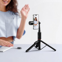 Selfie stick tripod with remote control + LED light Hoco K34 black