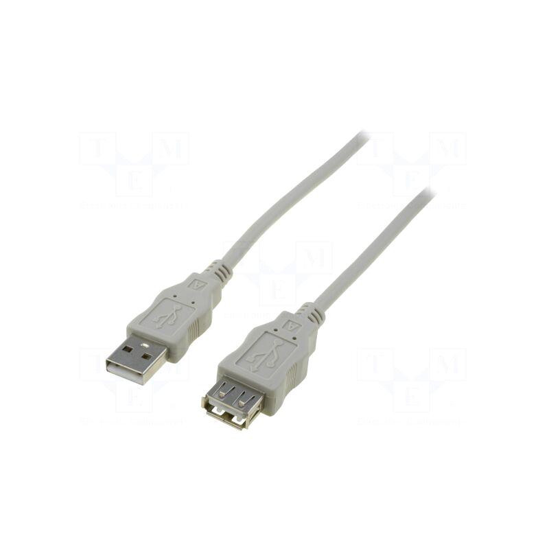 Cable USB 2.0 USB A socket, USB A plug nickel plated 3m black