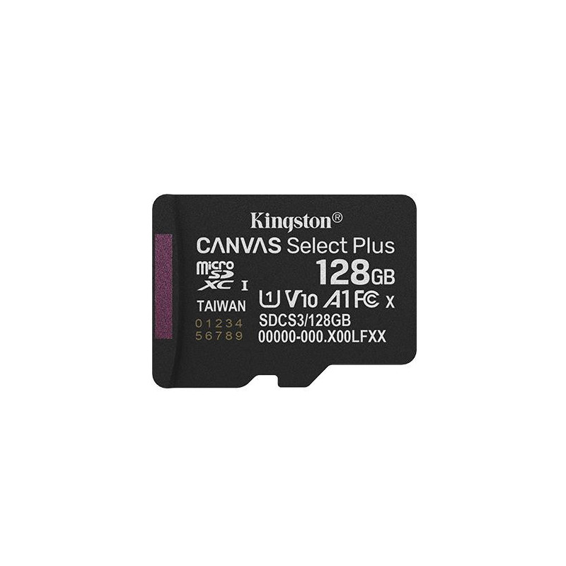 „Kingston“ 128 GB „micSDXC Canvas Select Plus Gen3 150R A1“ atminties kortelės pakuotė be ADP