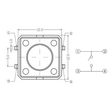 Riff Tactile Pushbutton Micro Switch Momentary 12 x 12 x 6 mm DIP 4 Contacts
