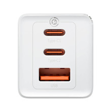 Įkroviklis Baseus GaN5 Pro, 2 x USB Type C / USB-A, balta Įkroviklis Baseus GaN5 Pro, 2 x USB Type C / USB-A, balta