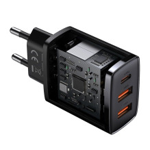 „Baseus Baseus Compact“ greitasis įkroviklis, 2x USB / USB C tipo, 30W, 3A, „Power Delivery“, greitas įkrovimas, juodas „Baseus Baseus Compact“ greitasis įkroviklis, 2x USB / USB C tipo, 30W, 3A, „Power Delivery“, greitas įkrovimas, juodas