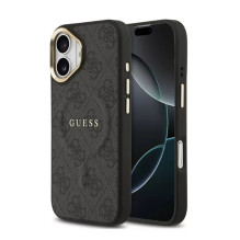 „Guess“ „Apple iPhone 17“ PU odinis 4G dėklas, auksinio rėmelio, „MagSafe“ juodas