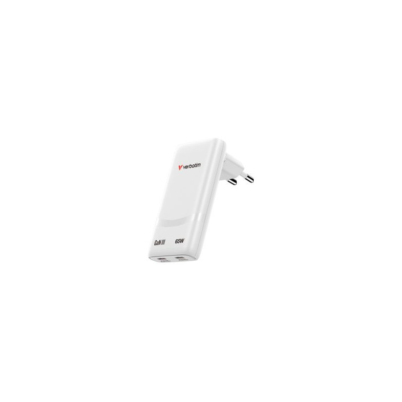 Charger Verbatim Fold n Go GaN 65W USB-C White