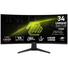 LCD Monitor, MSI, MAG 346CQ, 34", Gaming / Curved, Panel VA, 3440x1440, 16:9, 180 Hz, 1 ms, MAG346CQ
