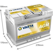 Battery Varta Silver Dynamic A7, 12 V, 70 Ah, 760 A Battery Varta Silver Dynamic A7, 12 V, 70 Ah, 760 A