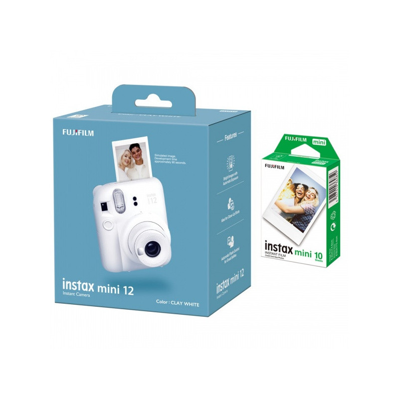 Fujifilm Instax Mini 12 Instant Camera Clay White + Instax Mini Glossy (10 vnt.)